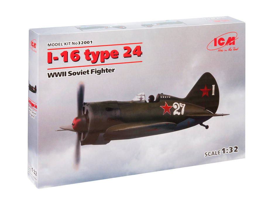 ICM Models 32001 1/32 I-16 Type 24 WWII Soviet Fighter Model Aircraft Kit