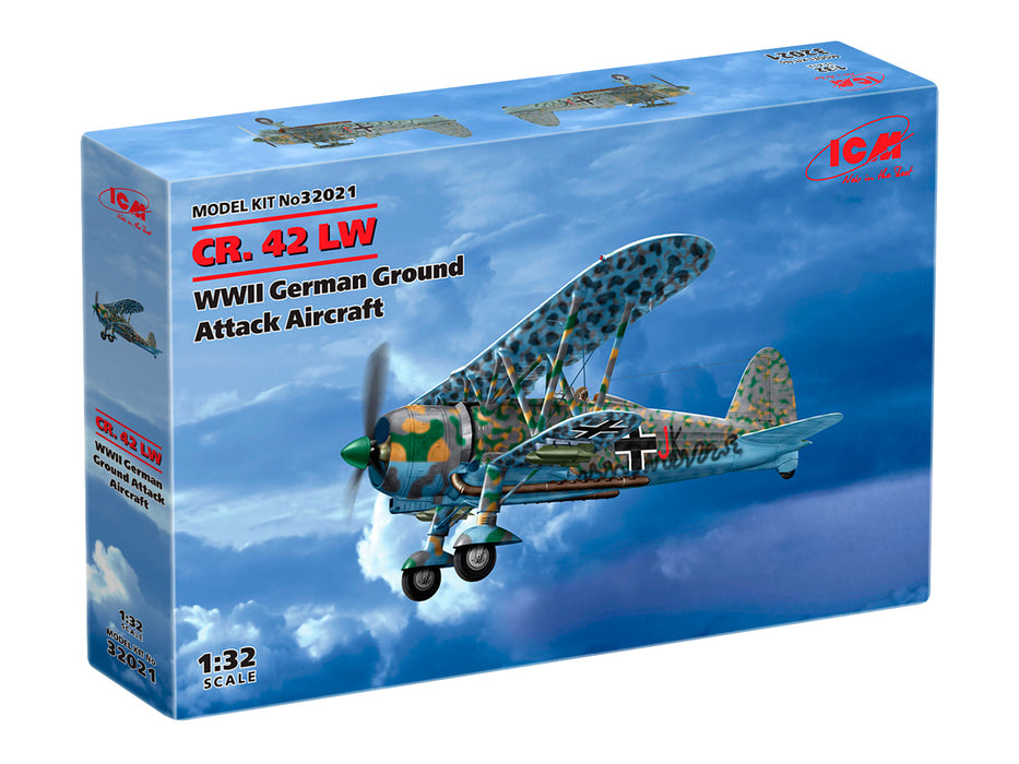 ICM Models 32021 1/32 Fiat CR.42 LW WWII German Luftwaffe Ground Attack Aircraft Model Kit