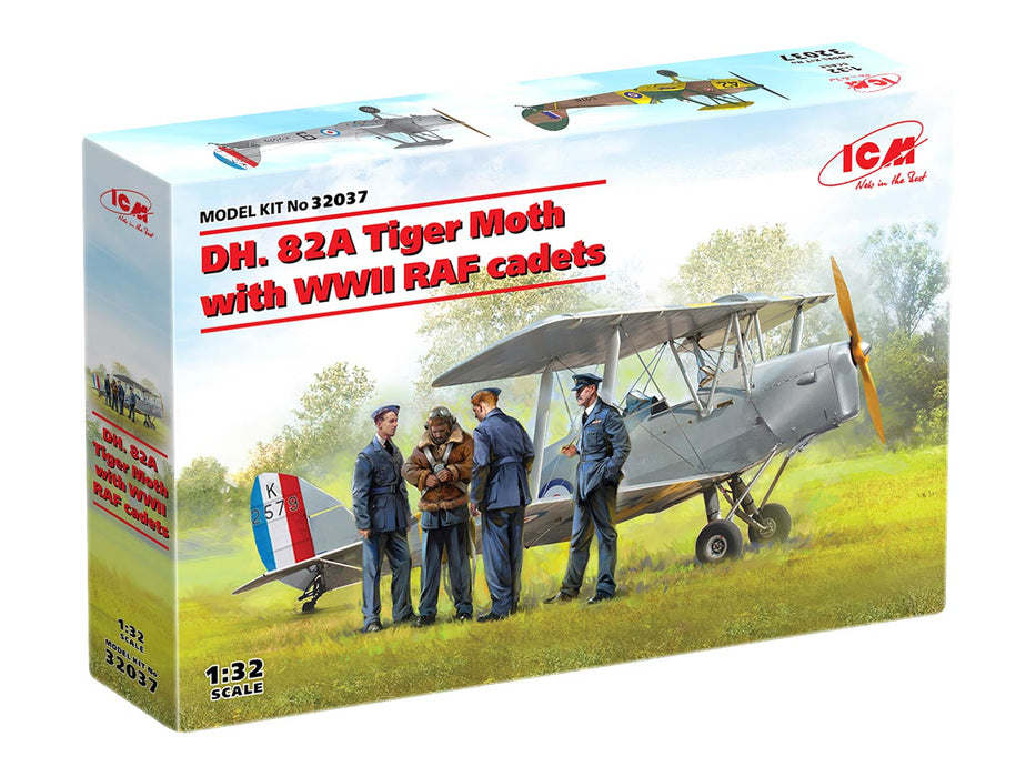 ICM Models 32037 1/32 DH. 82A Tiger Moth with WWII RAF Cadets Model Aircraft Kit
