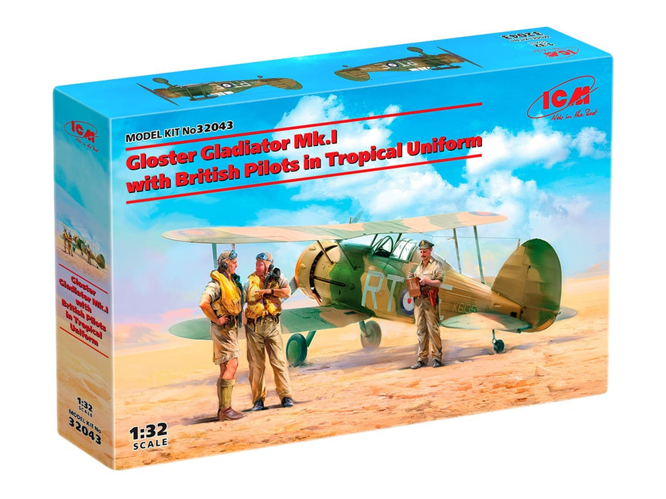 ICM Models 32043 1/32 Gloster Gladiator Mk.I (with British Pilots in Tropical Uniform) Model Aircraft Kit
