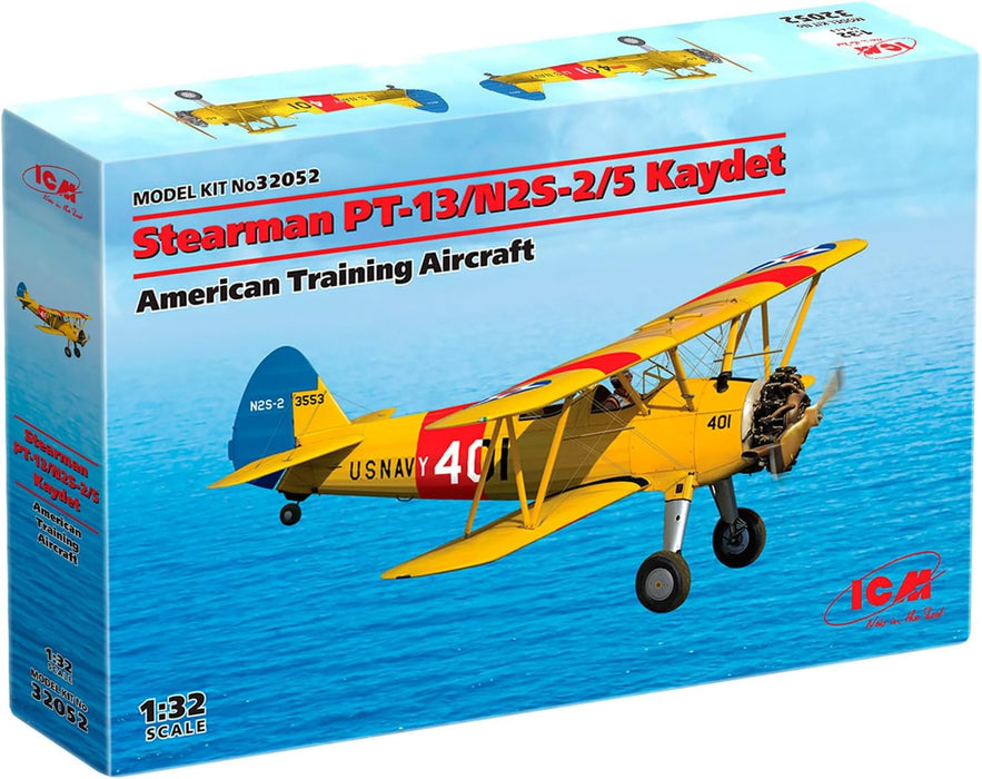 ICM Models 32052 1/32 Stearman PT-13/N2S-2/5 Kaydet American Training Aircraft Model Kit
