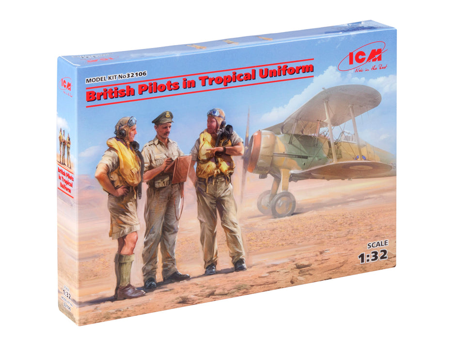 ICM Models 32106 1/32 WWII British Pilots in Tropical Uniform (1939-1943) Figures Model Kit