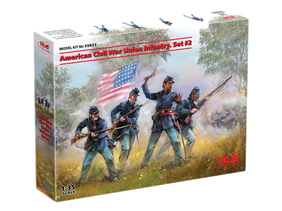 ICM Models 35023 1/35 American Civil War Union Infantry Set 2 Figures Model Kit