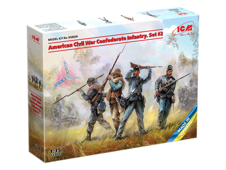 ICM Models 35024 1/35 American Civil War Confederate Infantry Set 2 Figures Model Kit