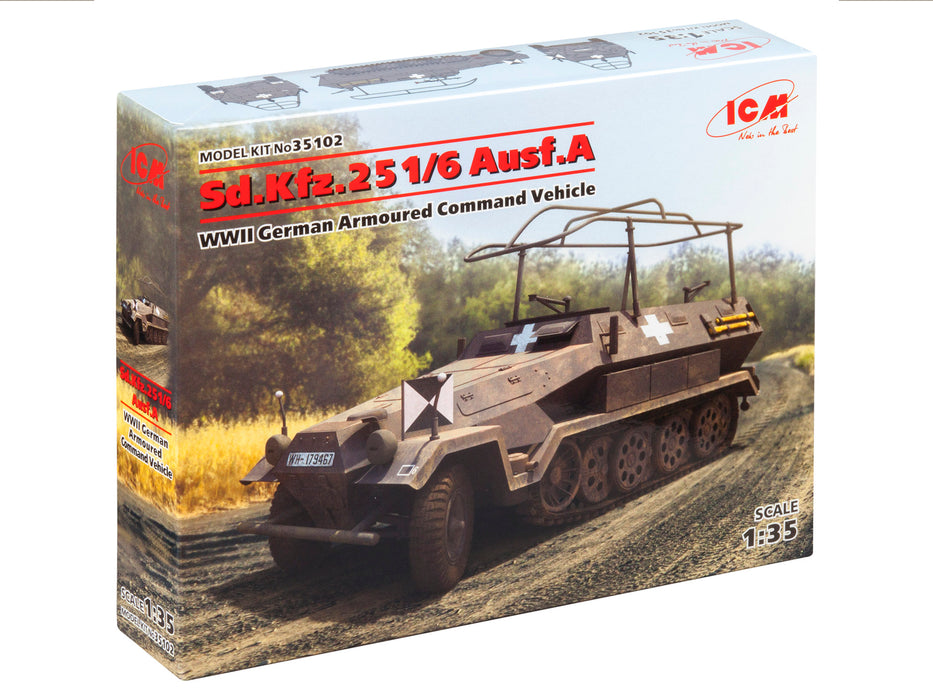 ICM Models 35102 1/35 Sd.Kfz. 251/6 Ausf.A WWII German Armoured Command Vehicle Model Kit
