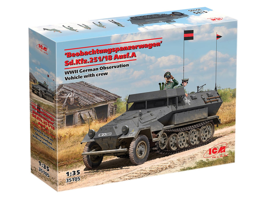 ICM Models 35105 1/35 Sd.Kfz.251/18 Ausf.A WWII German Observation Vehicle with Crew Model Kit
