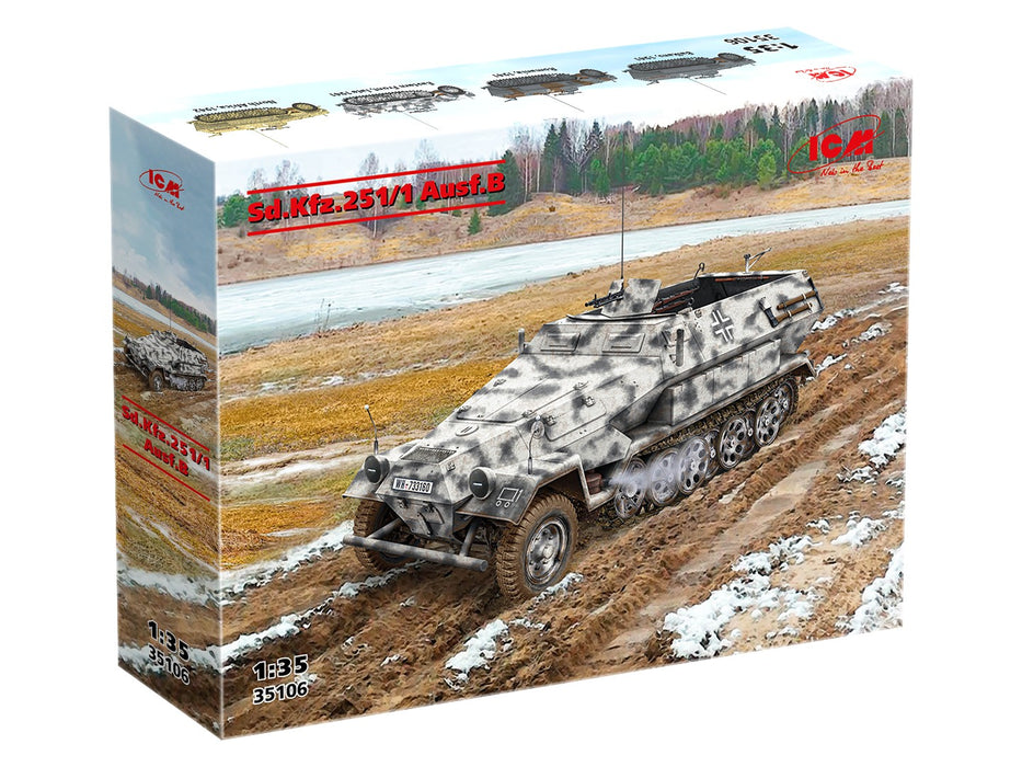 ICM Models 35106 1/35 Sd.Kfz.251/1 Ausf.B German WWII Armoured Personnel Carrier Model Kit