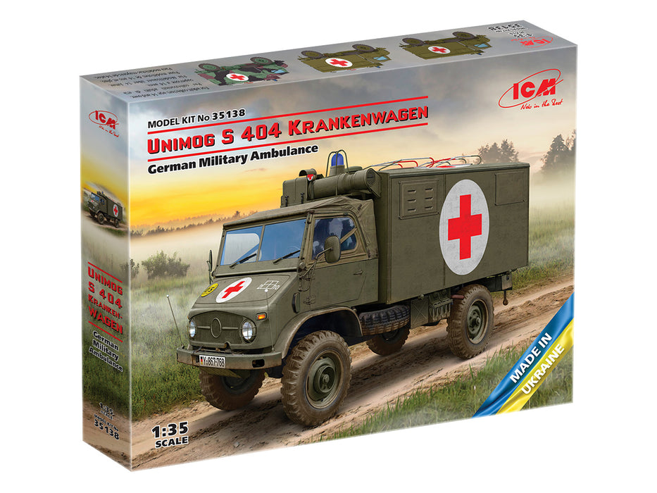 ICM Models 35138 1/35 Unimog S 404 Krankenwagen, German Military Ambulance Model Kit