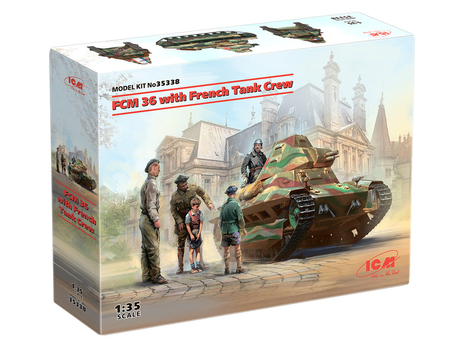 ICM Models 35338 1/35 FCM 36 French Light Tank with Crew & Civilians Model Kit