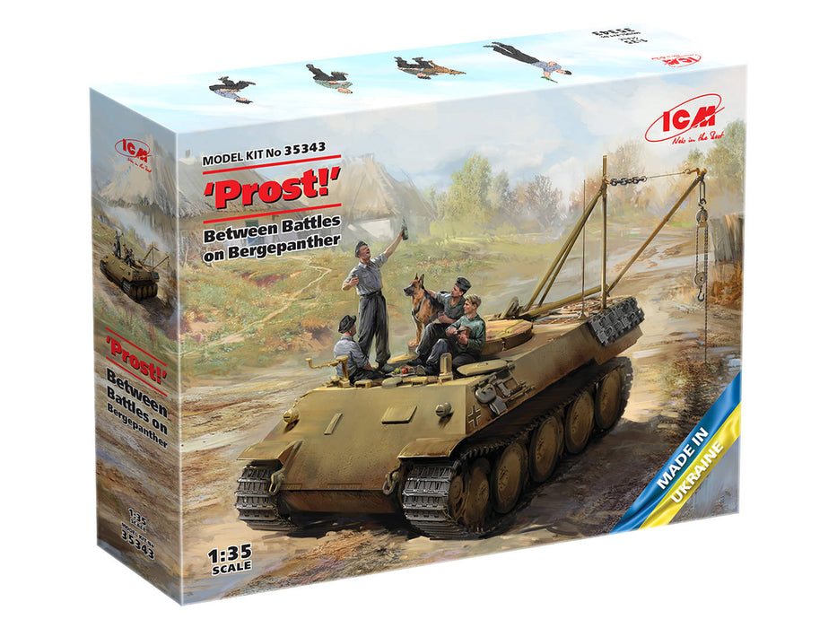 ICM Models 35343 1/35 '"Prost!", Between Battles on Bergepanther (WWII German Tankmen with Bergepanther) Model Kit