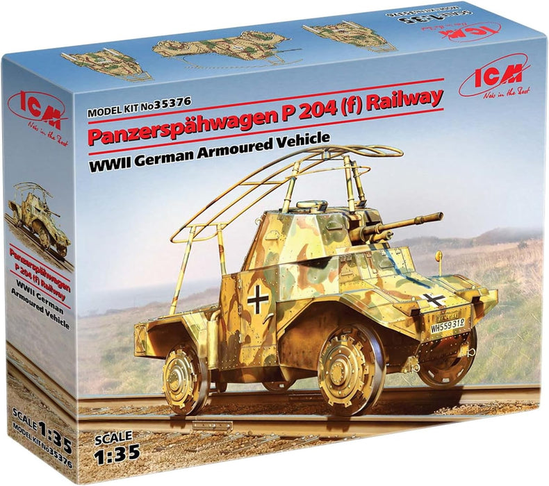 ICM Models 35376 1/35 WWII German Armoured Vehicle Panzerspähwagen P 204(f) Railway Model Kit