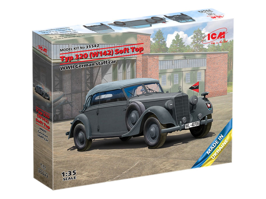 ICM Models 35542 1/35 WWII German Staff Car Typ 320 (W142) Soft Top Model Kit