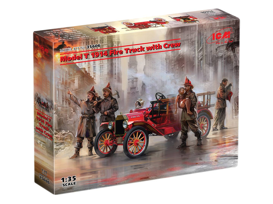 ICM Models 35606 1/35 Ford T 1914 Fire Truck with Crew Model Kit