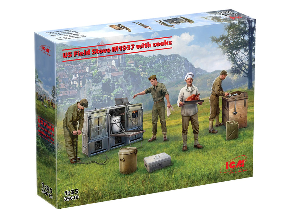 ICM Models 35619 1/35 US M1937 Field Stove with Cooks Figures Model Kit