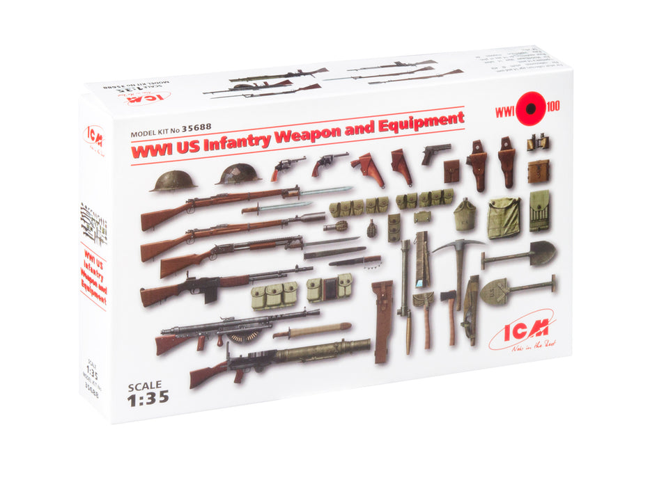 ICM Models 35688 1/35 WWI US Infantry Weapon and Equipment Set Model Kit