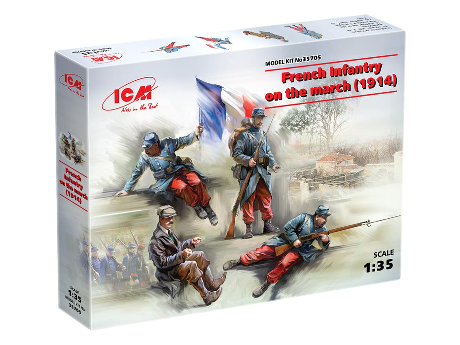 ICM Models 35705 1/35 French Infantry on the March (1914) Figures Model Kit