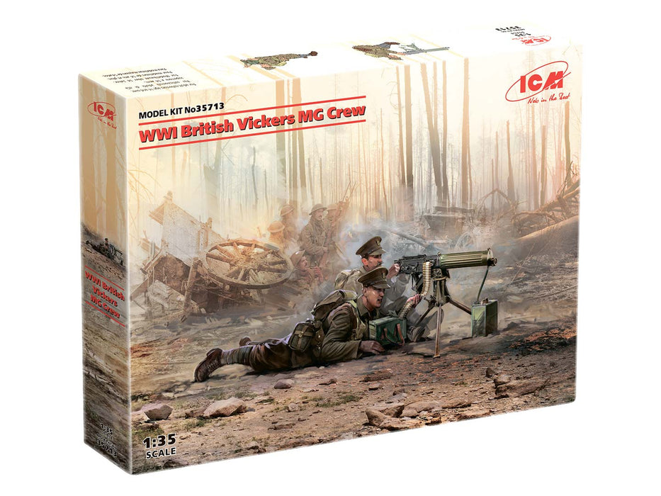 ICM Models 35713 1/35 WWI British Vickers Machine Gun with Crew Figures Model Kit