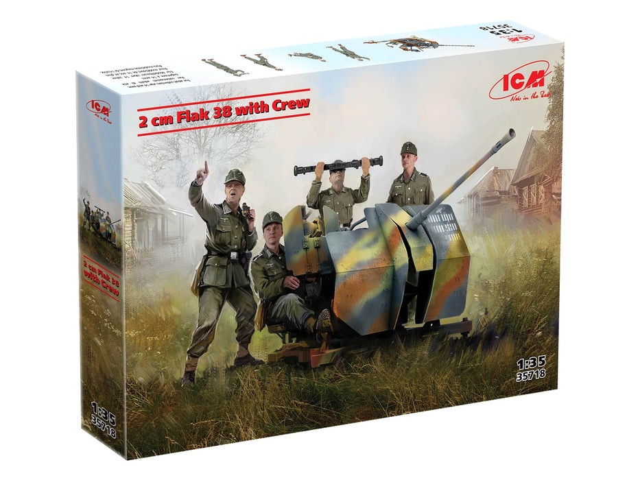 ICM Models 35718 1/35 German WWII 2cm Flak 38 with Crew Model Kit