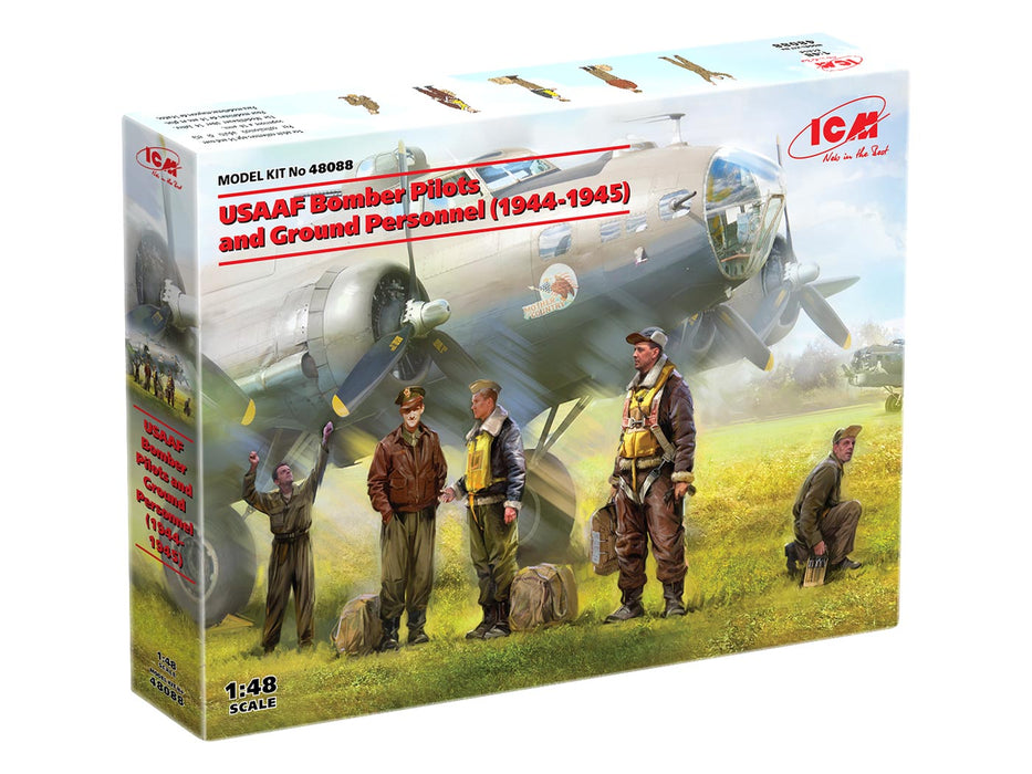 ICM Models 48088 1/48 USAAF Bomber Pilots and Ground Personnel (1944-1945) Figures Model Kit
