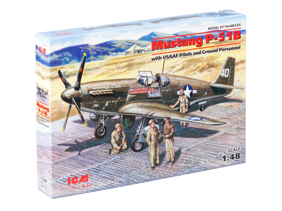 ICM Models 48125 1/48 Mustang P-51B with USAAF Pilots and Ground Personnel Model Kit