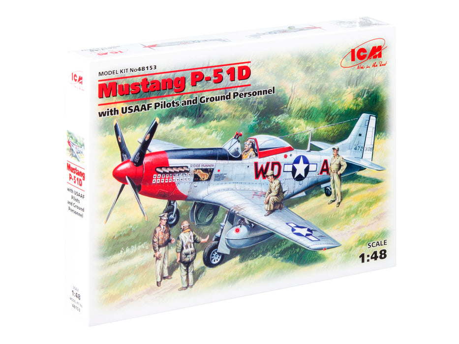 ICM Models 48153 1/48 Mustang P-51D with USAAF Pilots and Ground Personnel Model Kit