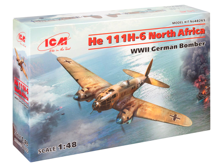 ICM Models 48265 1/48 He 111H-6 North Africa WWII German Bomber Model Kit