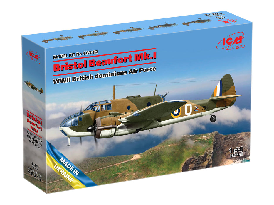 ICM Models 48312 1/48 Bristol Beaufort Mk.I WWII British Dominions Air Force Model Aircraft Kit