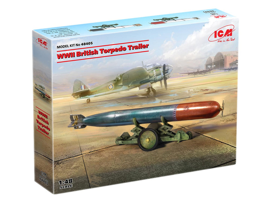 ICM Models 48405 1/48 WWII British Torpedo and Trailer Model Kit
