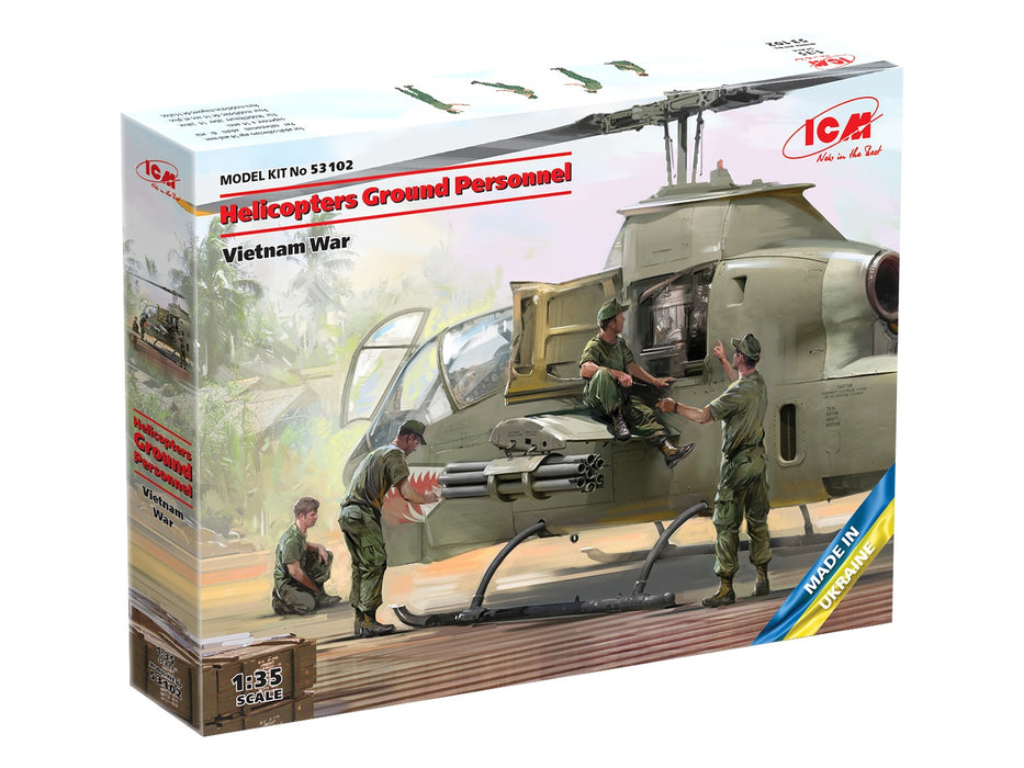 ICM Models 53102 1/35 U.S. Helicopter Ground Personnel (Vietnam War) Figures Model Kit