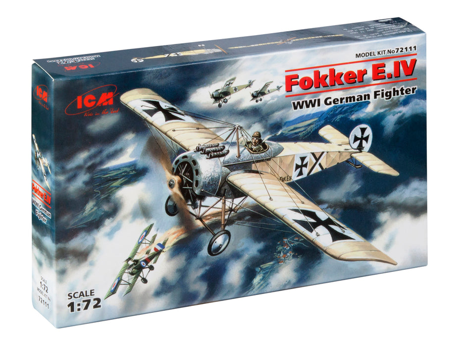 ICM Models 72111 1/72 Fokker E.IV WWI German Fighter Model Aircraft Kit