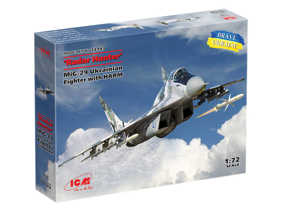 ICM Models 72143 1/72 'Radar Hunter' MiG-29 '9-13' Ukrainian Fighter with HARM Missiles Model Kit