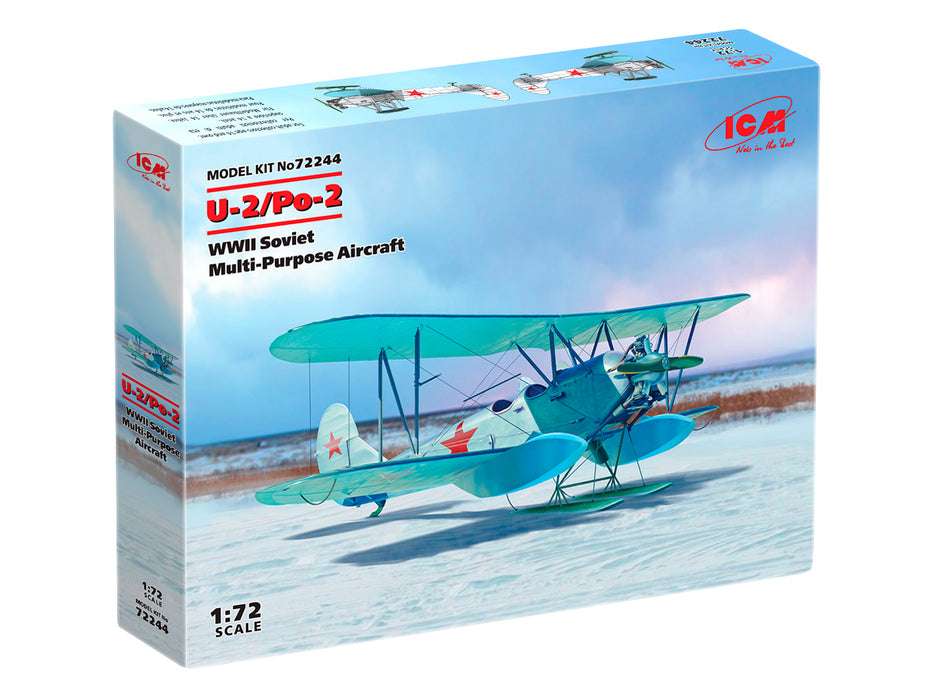 ICM Models 72244 1/72 WWII Soviet U2/Po2 Multi-Purpose Bi-Plane Model Aircraft Kit