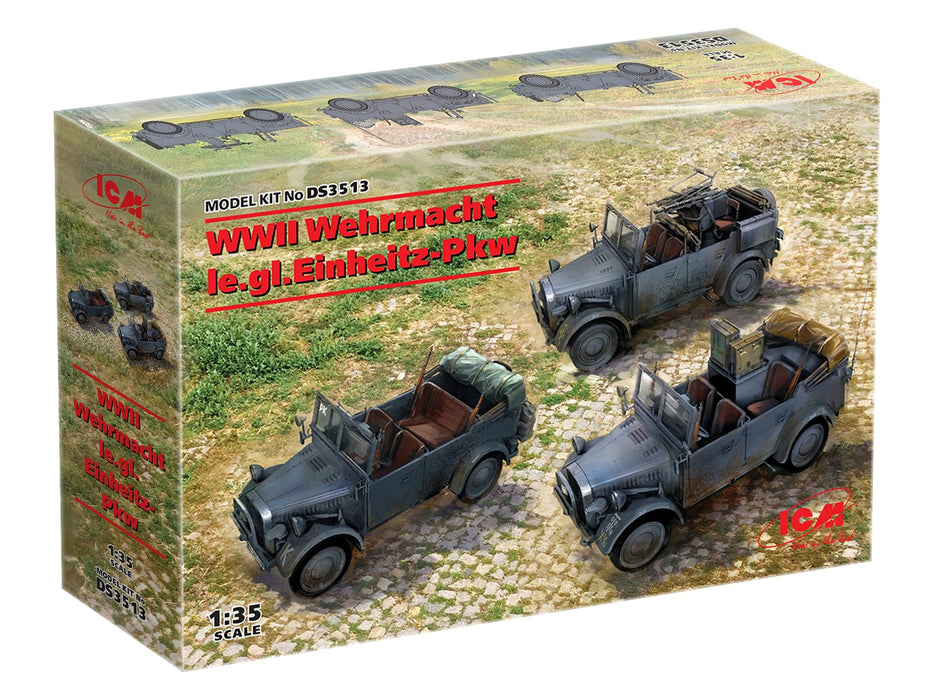 ICM Models DS3513 1/35 WWII Wehrmacht le.gl. Einheits-Pkw 3pc Set Model Kit