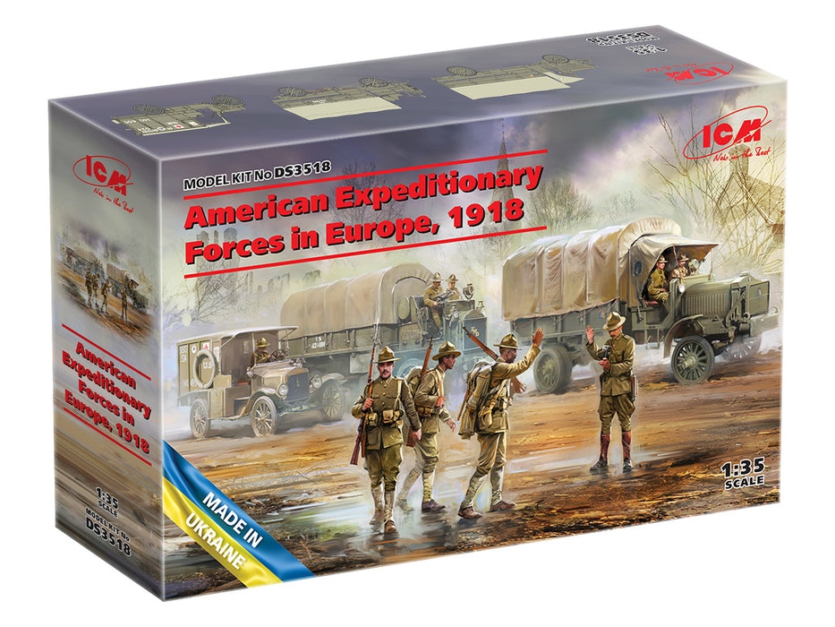 ICM Models DS3518 1/35 American Expeditionary Forces: Europe 1918 (Vehicles and Figures Set) Model Kit