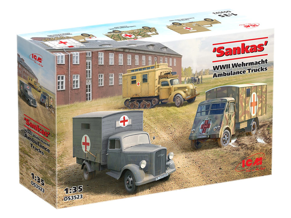 ICM Models DS3523 1/35 'Sankas' WWII Wehrmacht Ambulance Trucks Set Model Kit