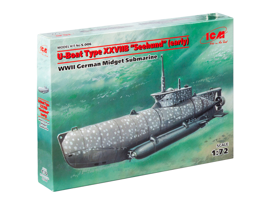 ICM Models S.006 1/72 U-Boat Type XXVIIB Seehund (early) WWII German Midget Submarine Model Kit