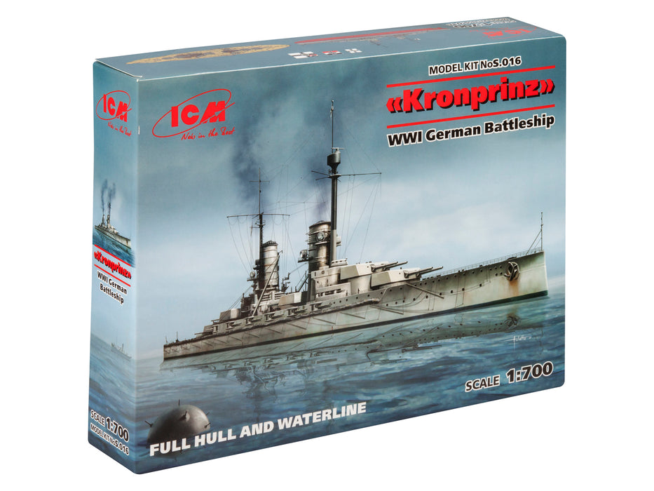 ICM Models S.016 1/700 WWI German Kronprinz Battleship (full hull & waterline) Model Kit