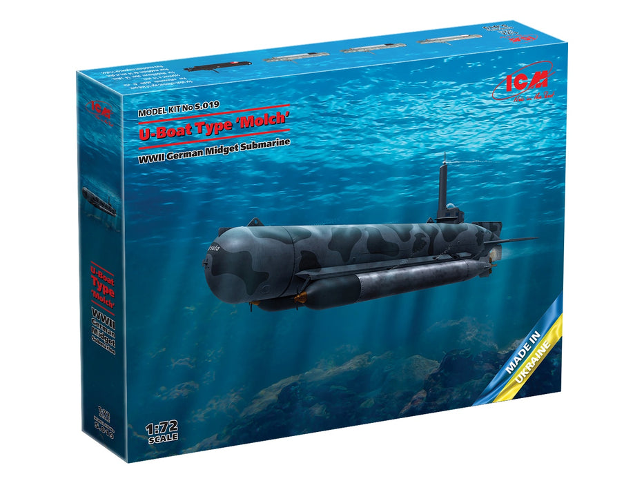 ICM Models S019 1/72 WWII German Midget Submarine U-Boat Type 'Molch' Model Kit