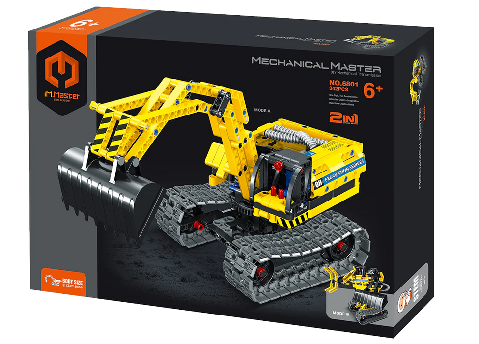 iM.Master 6801 Mechanical Master 2in1 R/C Excavator 342 Piece Building Block Set