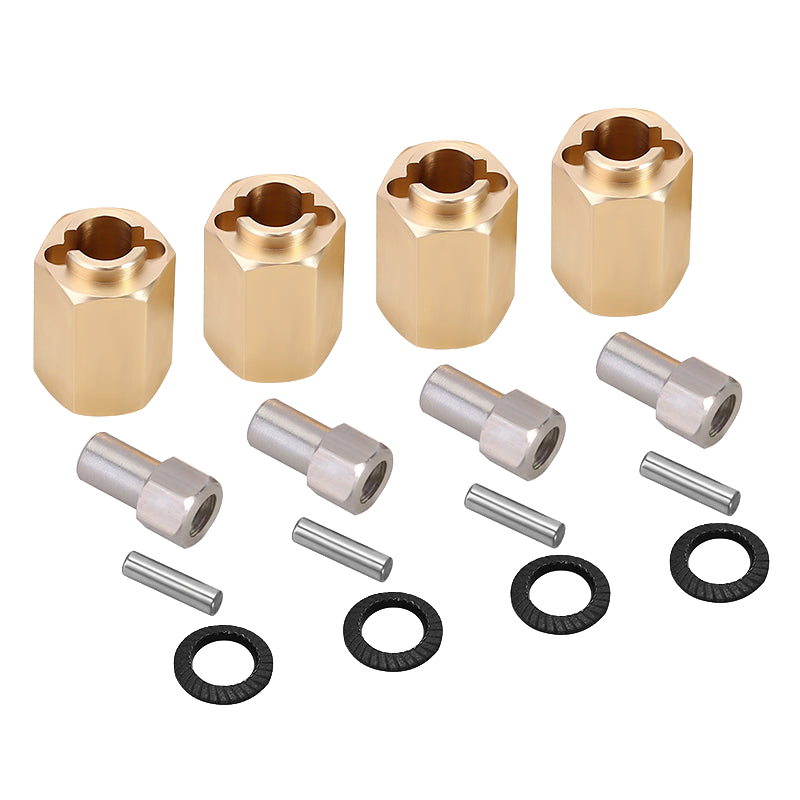 Injora 4M-02-10 Gold 3g Brass Wheel Hex Adapters for Redcat Ascent-18 (4 Pack)