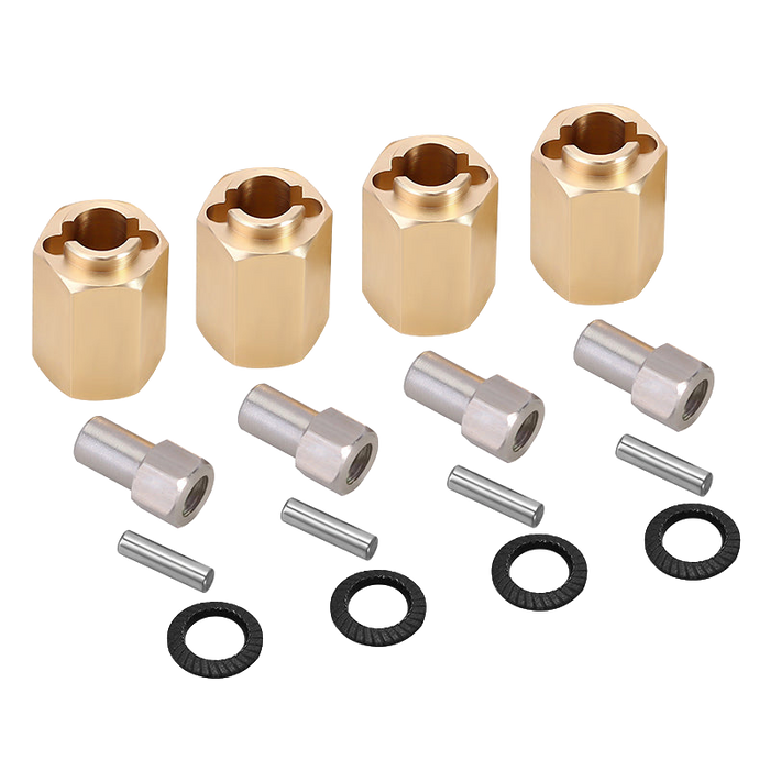 Injora 4M-02-10 Gold 3g Brass Wheel Hex Adapters for Redcat Ascent-18 (4 Pack)
