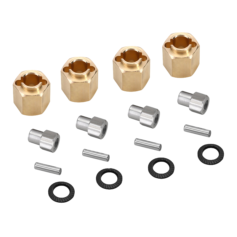 Injora 4M-02-7 Gold 2.25g Brass Wheel Hex Adapters for Redcat Ascent-18 (4 Pack)