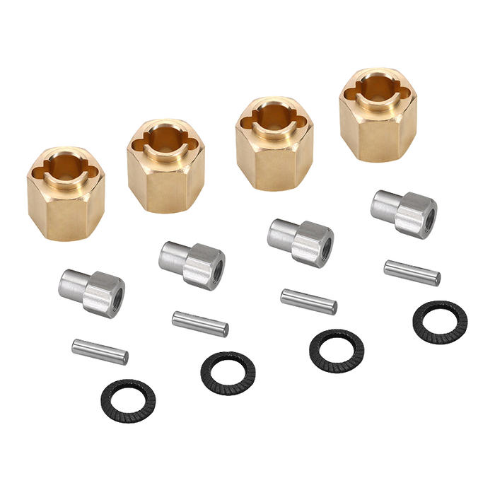 Injora 4M-02-7 Gold 2.25g Brass Wheel Hex Adapters for Redcat Ascent-18 (4 Pack)