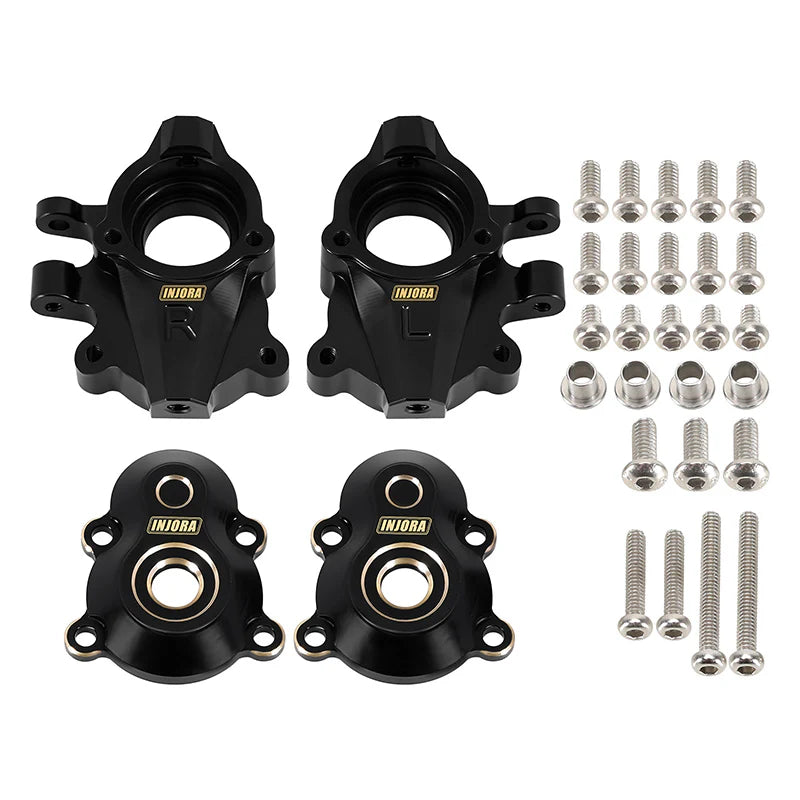 Injora ASC18-04BK Brass Front Portal Covers & Steering Knuckles Set for Redcat Ascent-18
