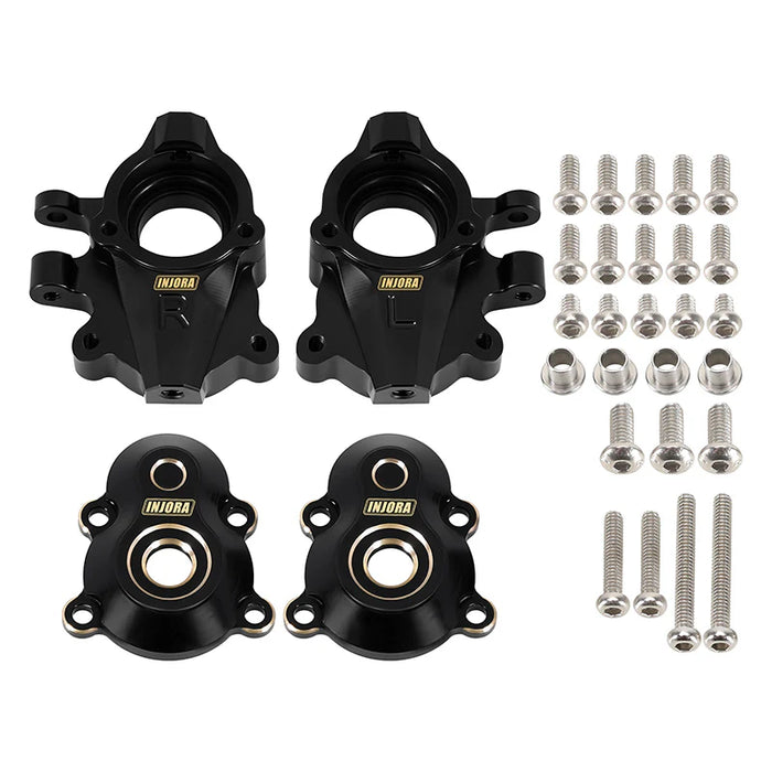 Injora ASC18-04BK Brass Front Portal Covers & Steering Knuckles Set for Redcat Ascent-18