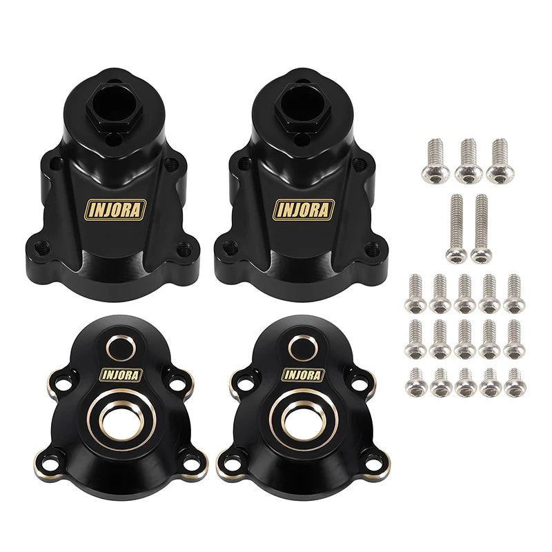 Injora ASC18-05BK Black Brass Rear Outer & Inner Portal Covers Set for Redcat Ascent-18