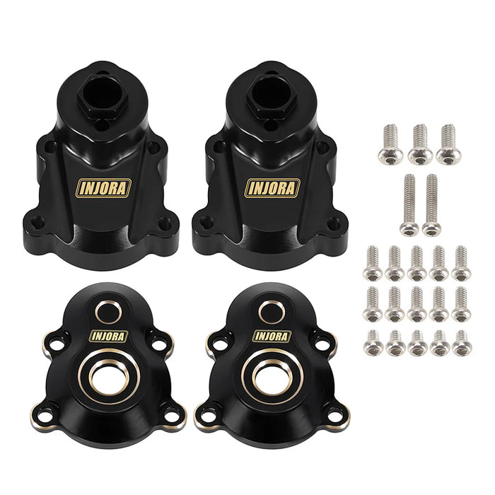 Injora ASC18-05BK Black Brass Rear Outer & Inner Portal Covers Set for Redcat Ascent-18