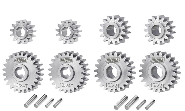Injora ASC18-22-24T Stainless Steel Overdrive & Underdrive Portal Gears Set for Redcat Ascent-18