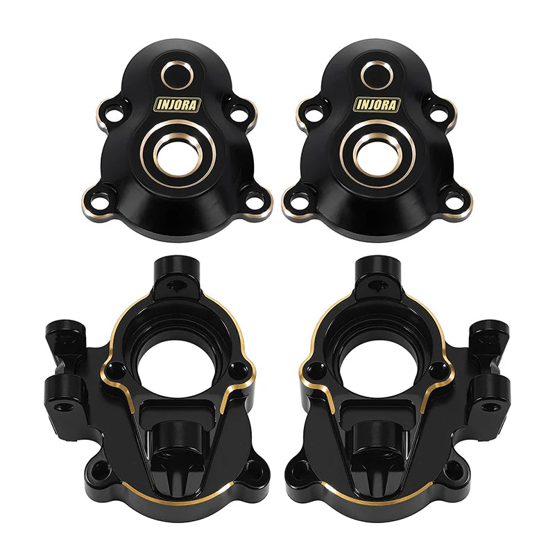 Injora ASC18-27-28 Black Brass Portal Covers & Steering Knuckles Set for Redcat Ascent-18