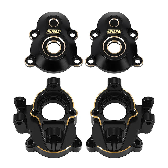 Injora ASC18-27-28 Black Brass Portal Covers & Steering Knuckles Set for Redcat Ascent-18